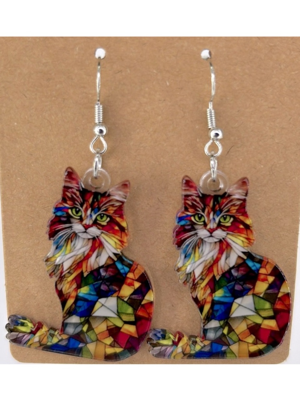Cute Cat Colorful Dangle Acrylic Earrings Fashion Jewelry